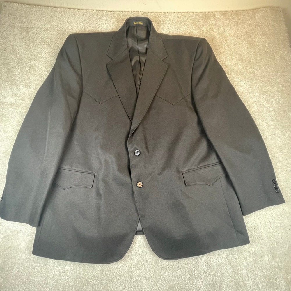 Circle S Blazer Sport Coat Jacket Mens 52R Black Western Cowboy Yoke Rodeo